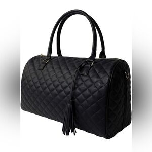 Black Quilted Weekender Duffle Carry Bags Overnight Travel Handbag